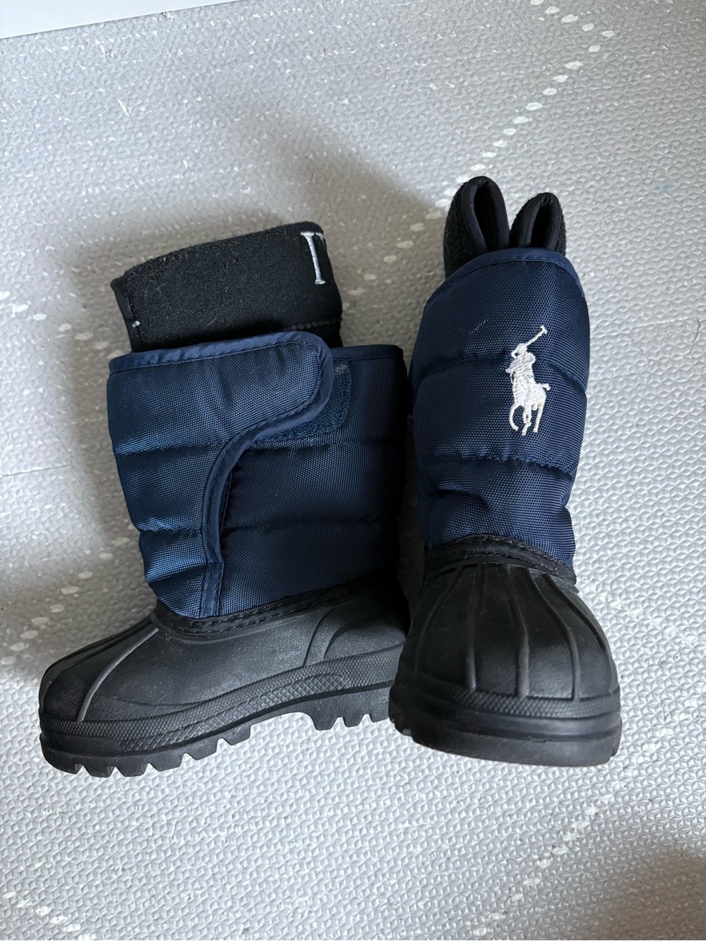 Ralph Lauren Navy Padded Kids Winter Boots with Polo Logo